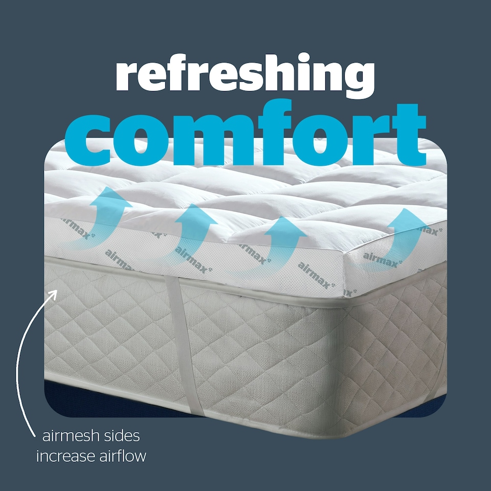 image 1 of Silentnight Airmax Breathable Mattress Topper 1000, 10cm Thick, Anti Allergy, Easy Fit Straps, Easy Care, Single