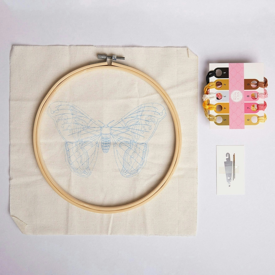 image 1 of Sew And So On Premium Embroidery Kit, Multicoloured, Beautiful Moth
