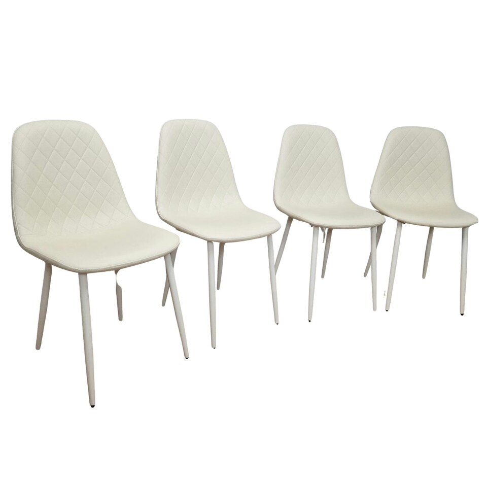 image 1 of Dining Chairs Set of 4 Cream Leather Kitchen Chairs Cream