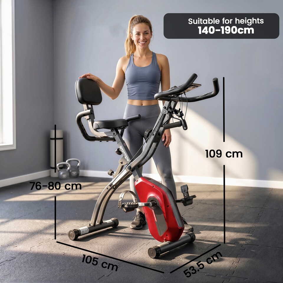 image 1 of SPORTNOW Folding Exercise Bike with Resistance Bands