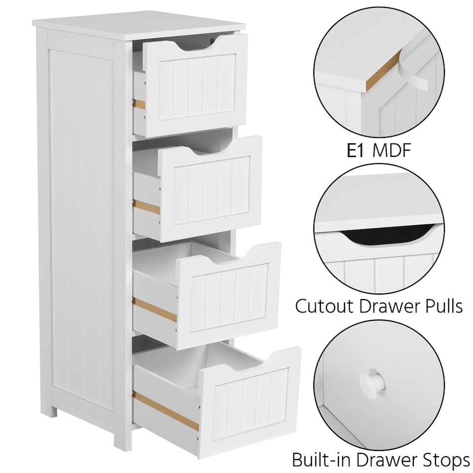 image 1 of Yaheetech Slim Wooden Floor Storage Cabinet with 4 Drawers