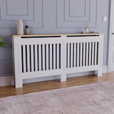 Vida Designs Arlington Radiator Cover Painted MDF Slatted Cabinet, White, 172cm