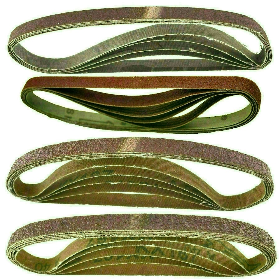 image 1 of Belt Power File Sander Abrasive Sanding Belts 457mm x 13mm Mixed Grit 20pk