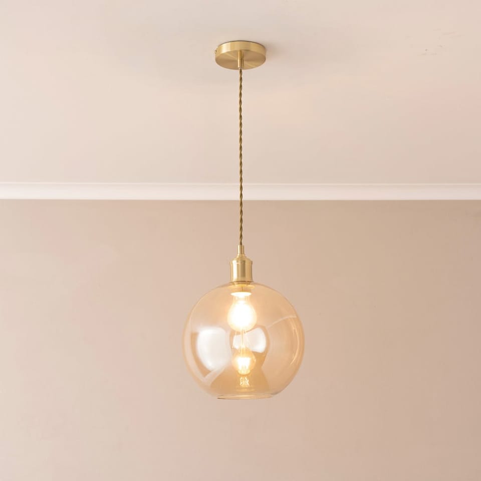 image 1 of ValueLights Shaw Brushed Gold Adjustable Single Pendant Ceiling Light | Gold