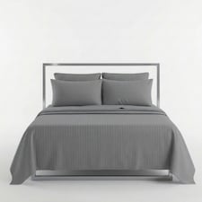 Luxury Satin Stripe T250 Cotton Rich Soft Flat Sheet Bed Linen | Grey | Super King