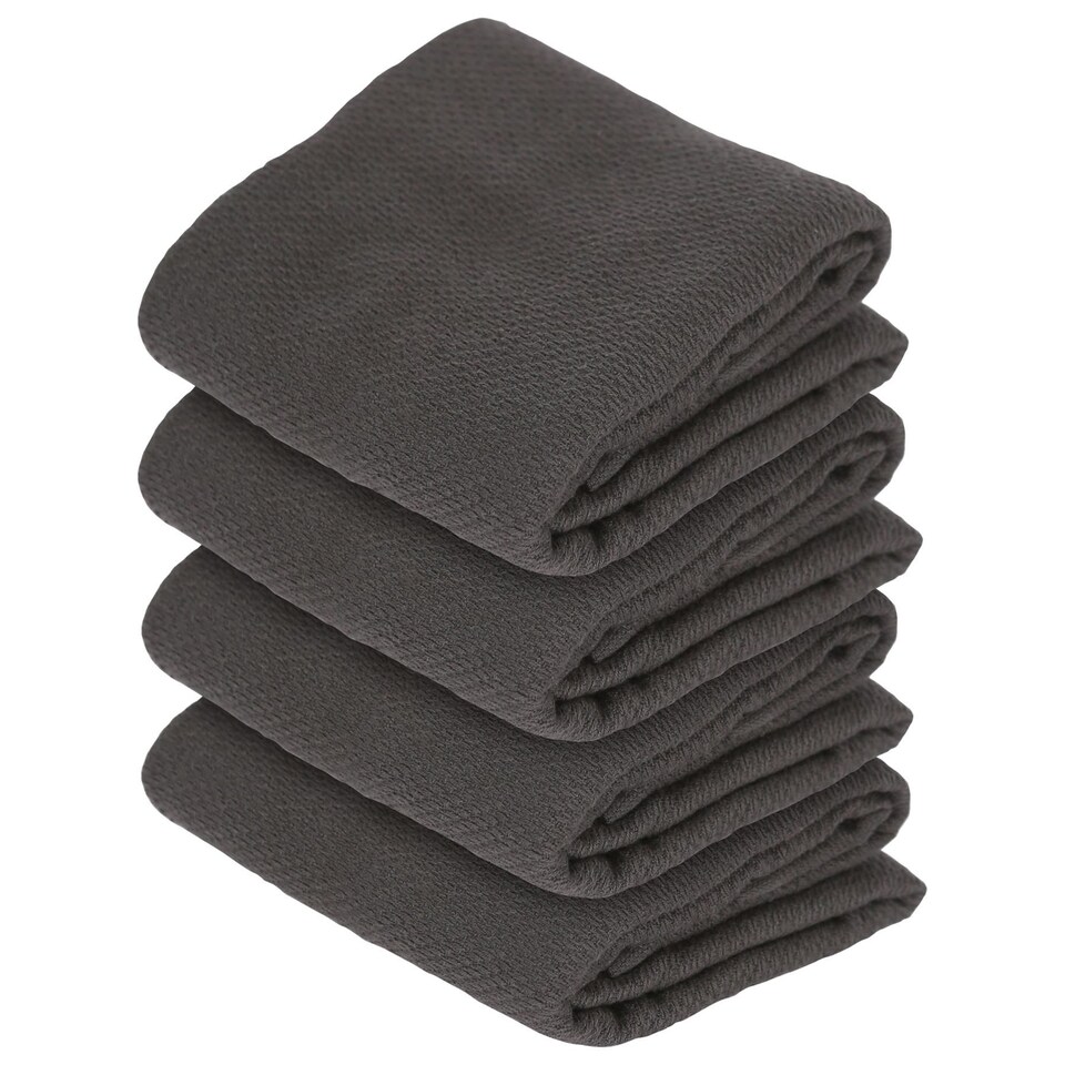 image 1 of Nicola Spring Deluxe 100% Cotton Tea Towels - 60cm x 40cm - Charcoal - Pack of 4