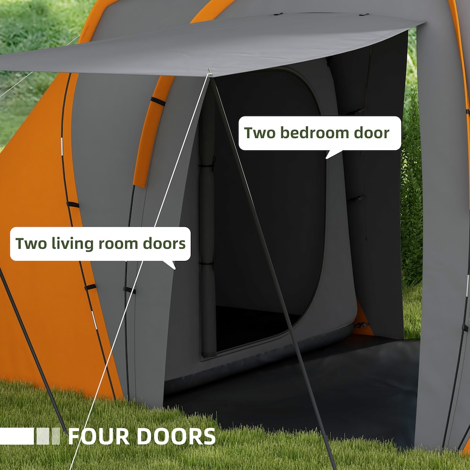 image 1 of Outsunny 4-6 Man Camping Tent with 2 Bedroom and Living Area
