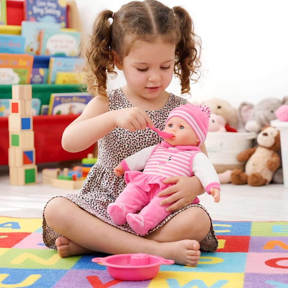 image 1 of BiBi Doll 16" Baby Doll With Extra Outfit, Sounds, Moving Eye Lids & Accessories