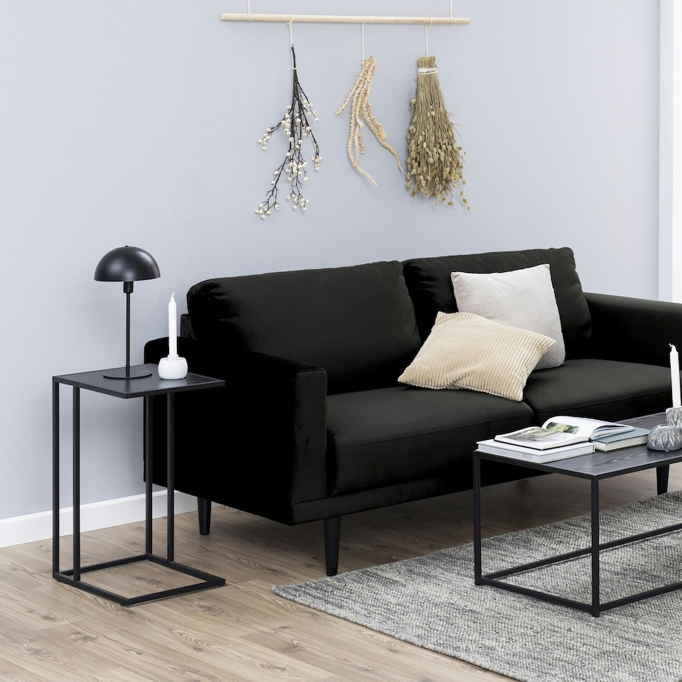 image 1 of Seaford Black Metal Side Table with Black Top