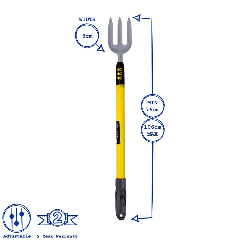 image 1 of Green Blade Telescopic Stainless Steel Garden Fork - Yellow