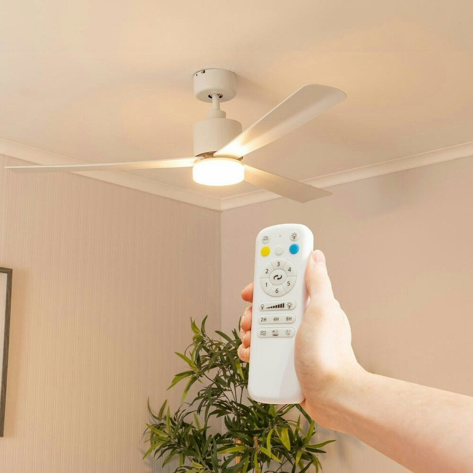 image 1 of ValueLights 52 Inch Integrated LED Ceiling Fan with Remote Control, 3 Blades, Timer and 6 Speed Functions - White