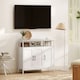 image 7 of HOMCOM Industrial Kitchen Sideboard with Open Shelf & 2 Cabinets, White | White