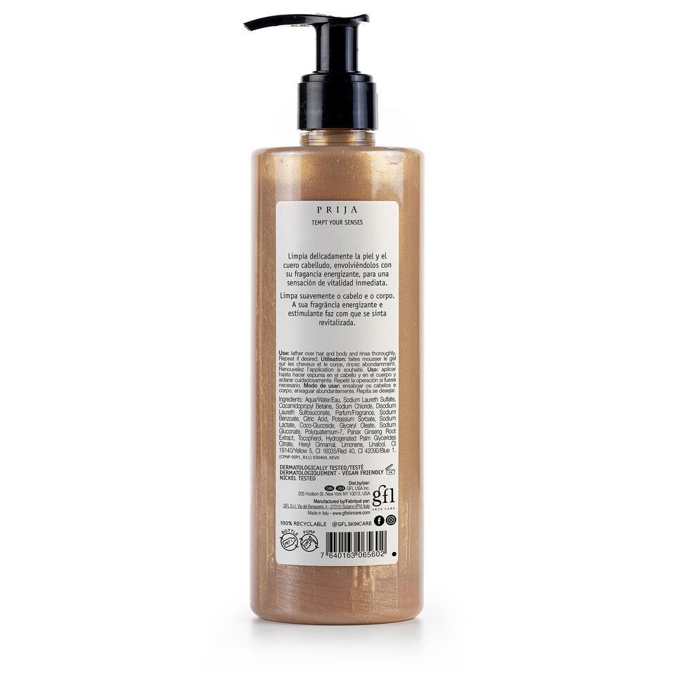 image 1 of Prija Vitalising Creamy Bath Foam, Pearly Texture for Radiance Boost, Gently Cleanses and Moisturises The Skin with Ginseng Extract 4 x 380ml