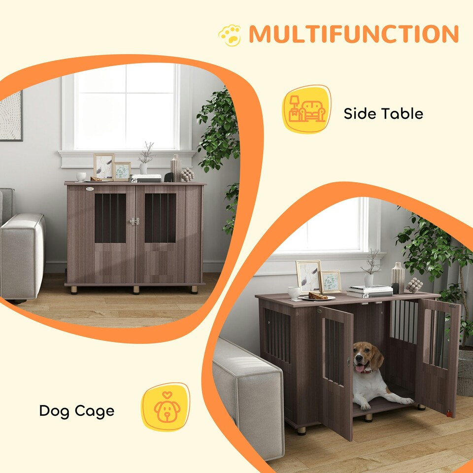 image 1 of PawHut Dog Crate Kennel Cage for Medium Large Dog, Indoor End Table, Purple