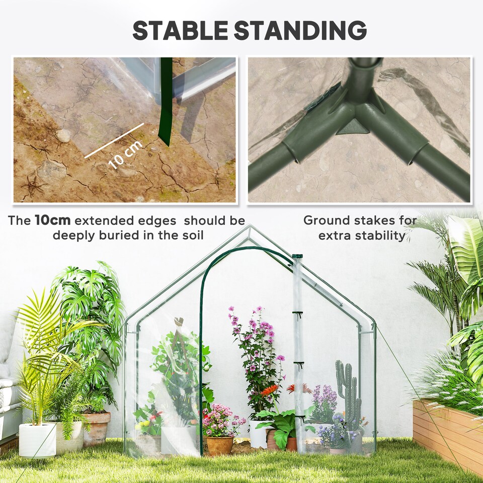 image 1 of Outsunny Portable Walk-in PVC Greenhouse w Zipped Door for Flowers Plant