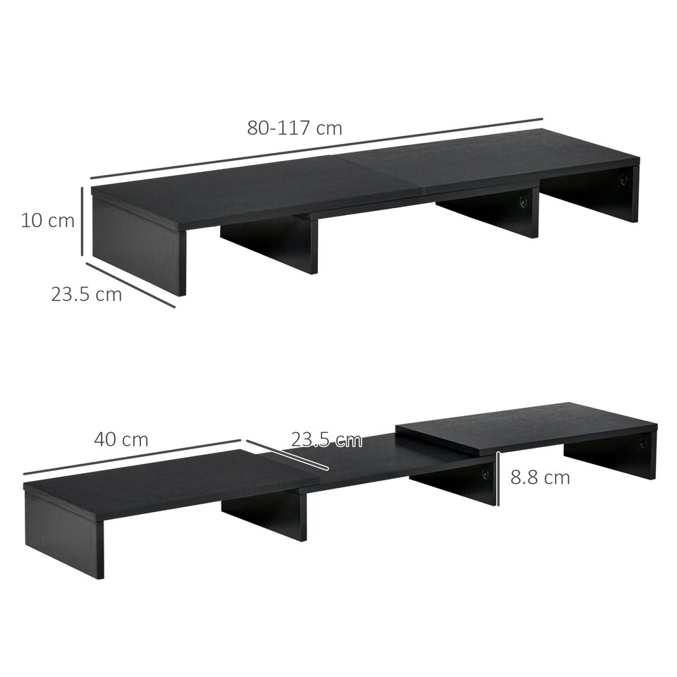 image 1 of Vinsetto Monitor Stand Screen Riser w/ Adjustable Length for Two Laptop Max