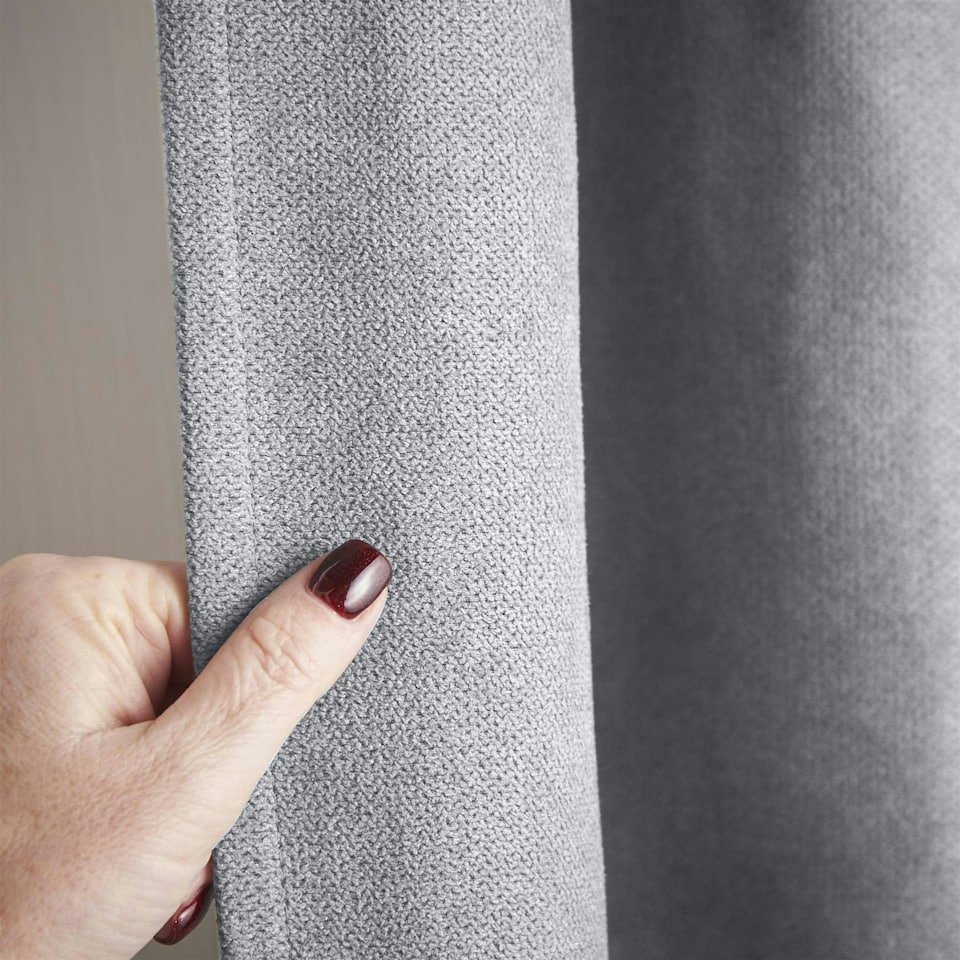 image 1 of Velvet Chenille Thermal Fleece Lined Single Pencil Pleat Taped Top Door Curtain - 137cm x 213cm - Silver