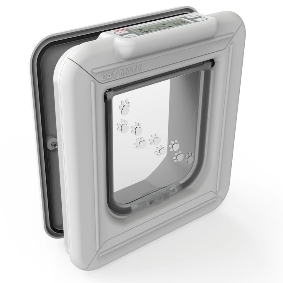 image 1 of Cat Mate Elite Microchip Cat Flap with Timer Control – White (355W)
