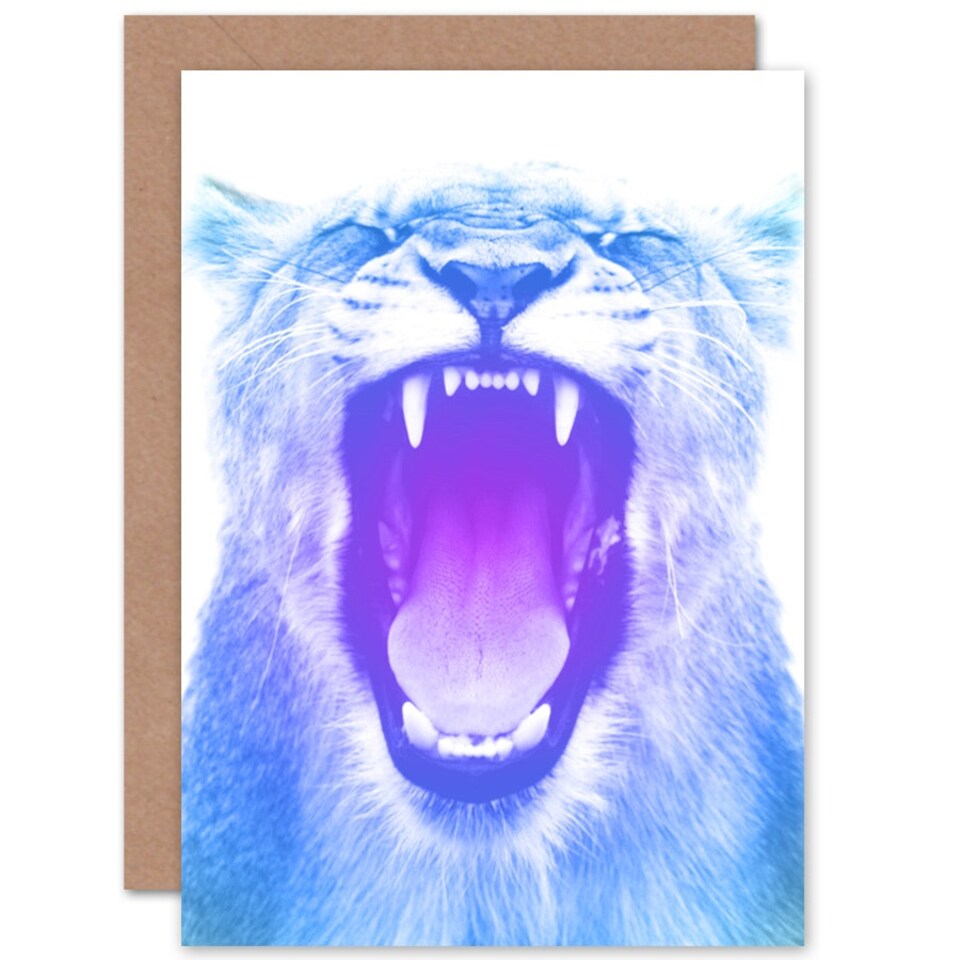 image 1 of Colourful Roar Lion Art Blank Just to Say Card