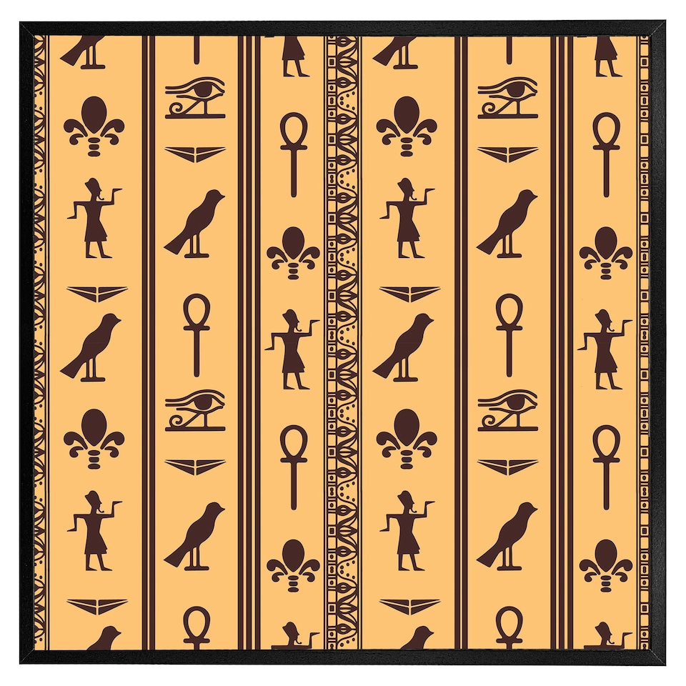 image 1 of Eye of horus, pharaoh, flowers, pyramid, bird, ankh (Picture Frame) Black | L