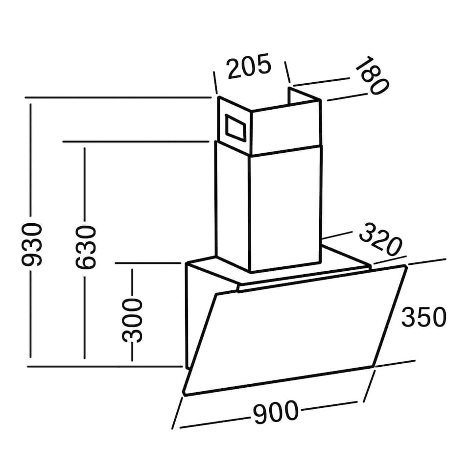 image 1 of SIA TAG90BL 90cm Black Angled Touch Control Cooker Hood Kitchen Extractor Fan