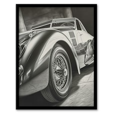 Hyper Realism Pencil Drawing Sports Car Black Framed Wall Art Print A4