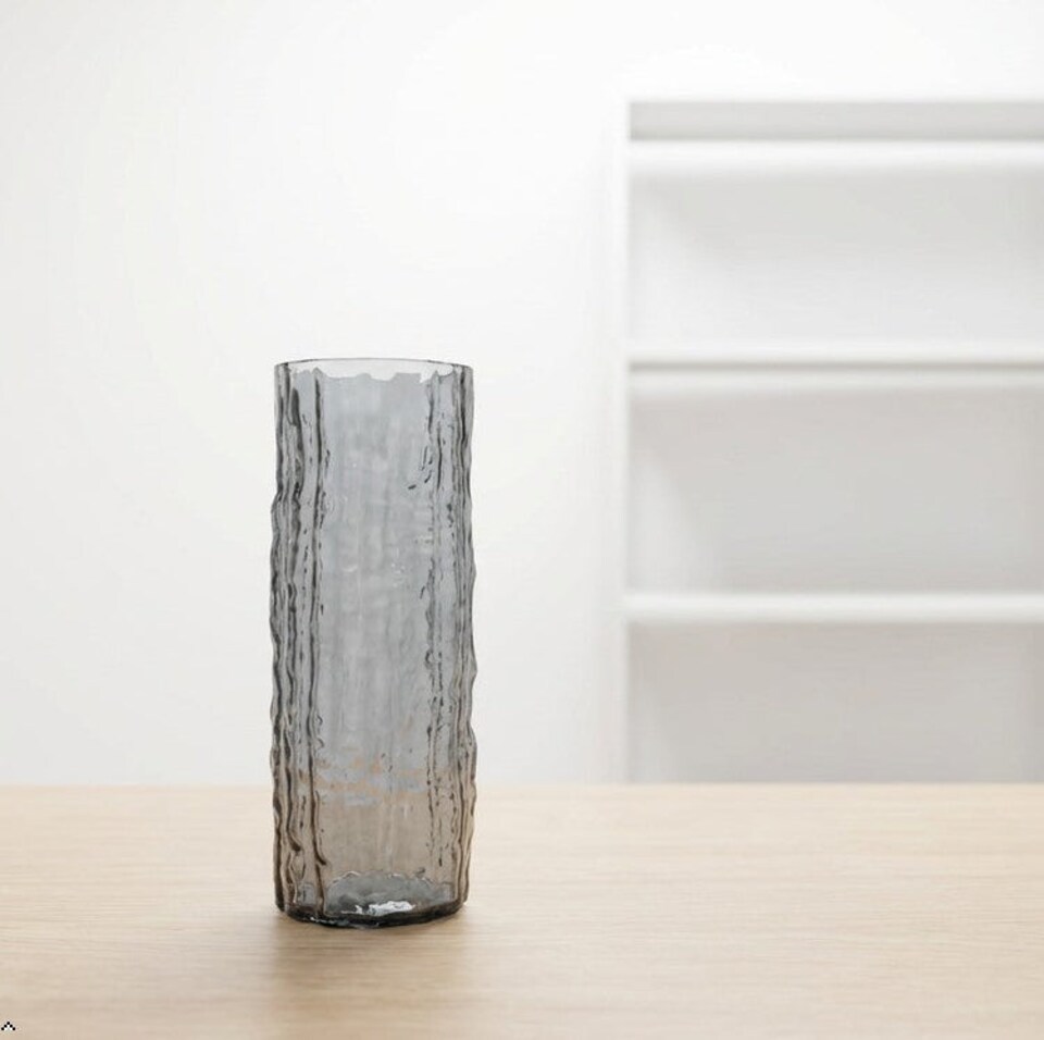 image 1 of Grey Textured Glass Flower Vase