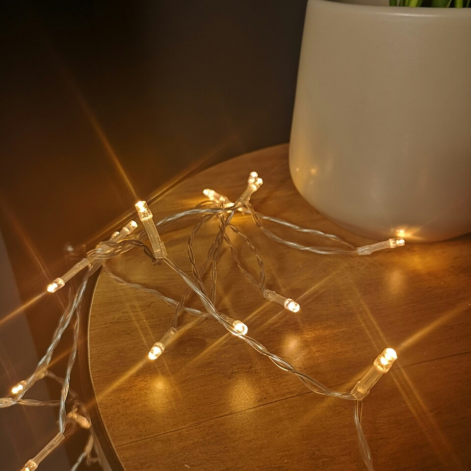 image 1 of 5m Multi Function Battery Operated Vintage Gold LED Fairy Lights Christmas Decorations with Timer