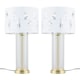 image 1 of Set of 2 Aura - Satin Brass Lamps with White Fern Cut Out Shades Bronze | White