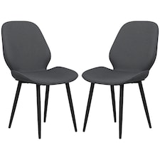 HOMCOM Dining Chairs Set of 2 Upholstered Kitchen Chairs w/ Metal Legs Grey