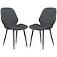 image 1 of HOMCOM Dining Chairs Set of 2 Upholstered Kitchen Chairs w/ Metal Legs Grey