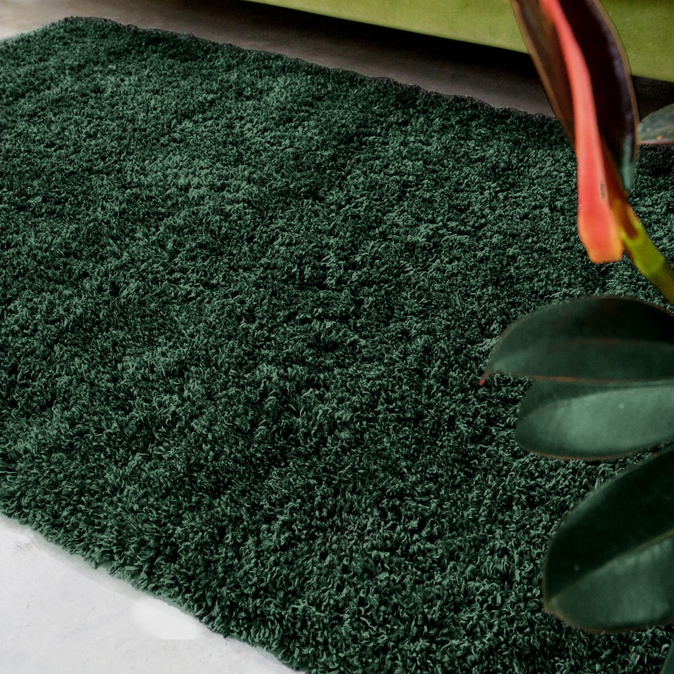 image 1 of KUKOON Forest Green Super Soft Shaggy Rug 200cm x 290cm