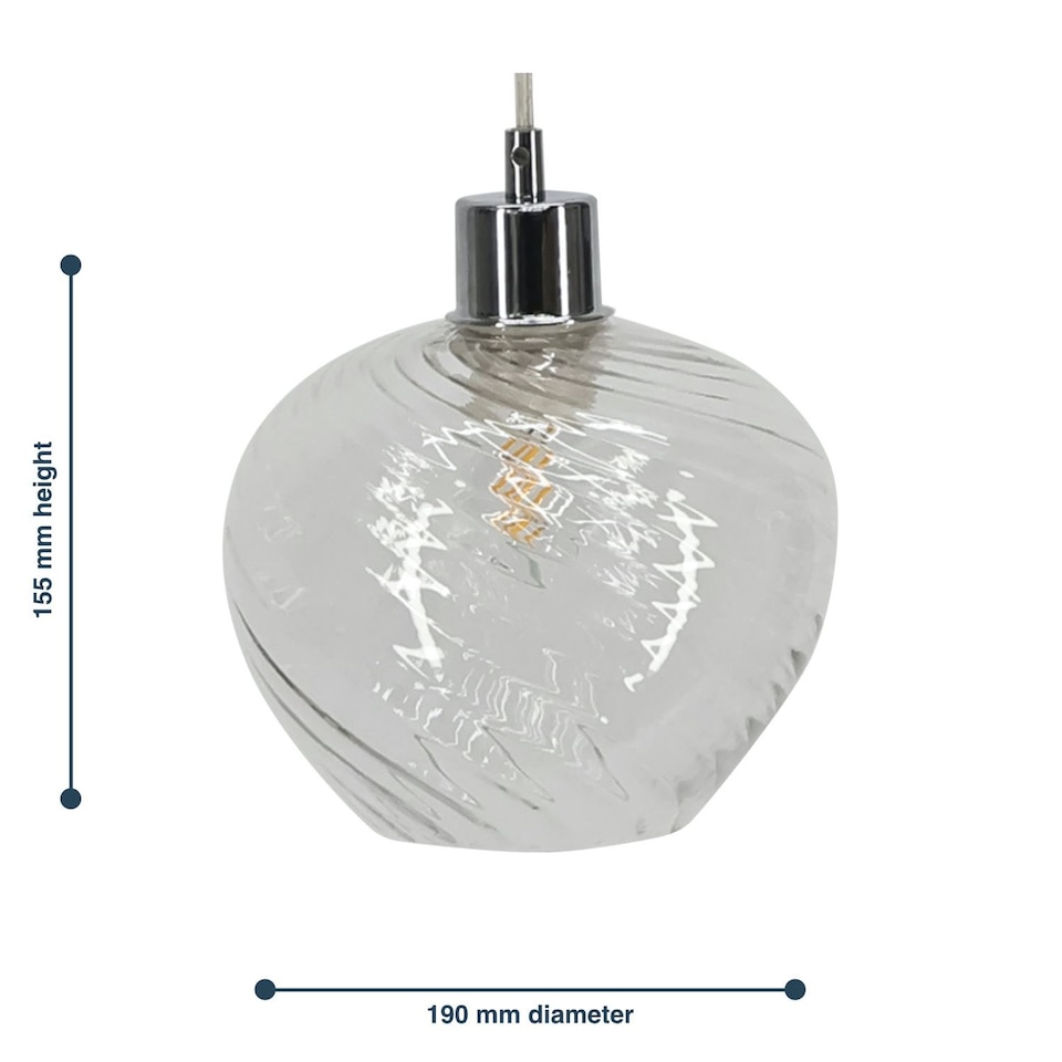 image 1 of Bradson - Clear Swirl Glass Easy Fit Pendant Shade | Clear | Small | 1