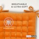 image 6 of Homescapes Seat Pad Luxury 100% Cotton Velvet Indoor Outdoor Garden Dining Cushion Orange | 40 x 40 cm