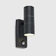 image 3 of ValueLights Black Outdoor Up Down IP44 Rated Wall Light PIR Motion Sensor Detector