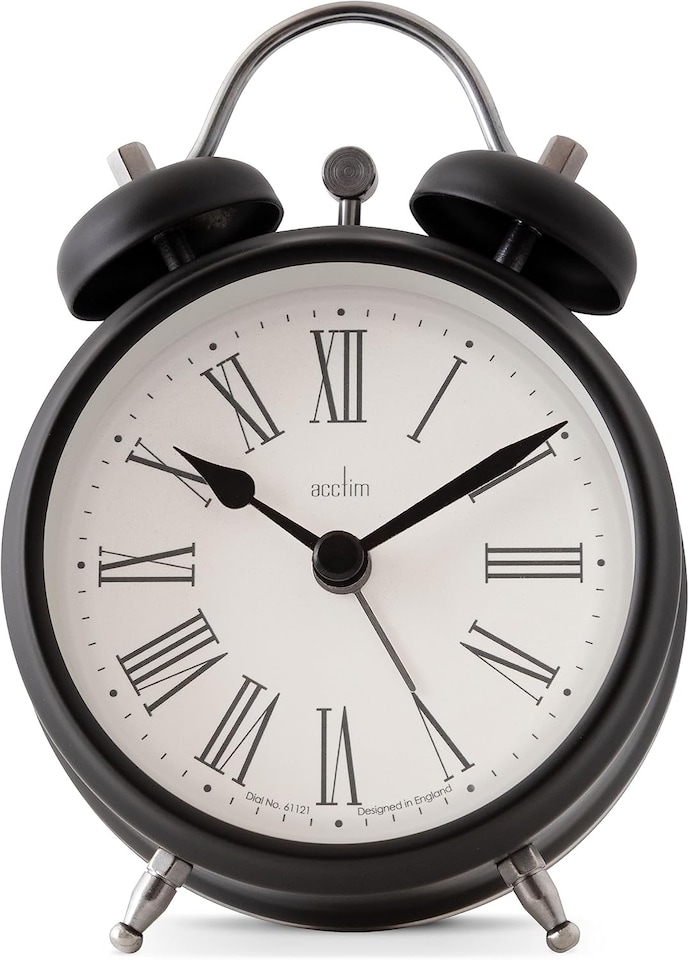 image 1 of Acctim Shefford Faux Bell Analogue Alarm Clock | Black | Black