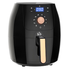 HOMCOM Air Fryer 5.5L 1700W with Digital Display Rapid Air Circulation Adjustable Temperature 60Min Timer Preheat Dishwasher Safe Basket for Healthy Oil Free Low Fat Cooking, Black & Rose Gold