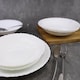 image 5 of White Opal Glass Dinner Set Plates Soup Bowls Dinnerware | White | Sophia Wavy - 24 Pcs | 24