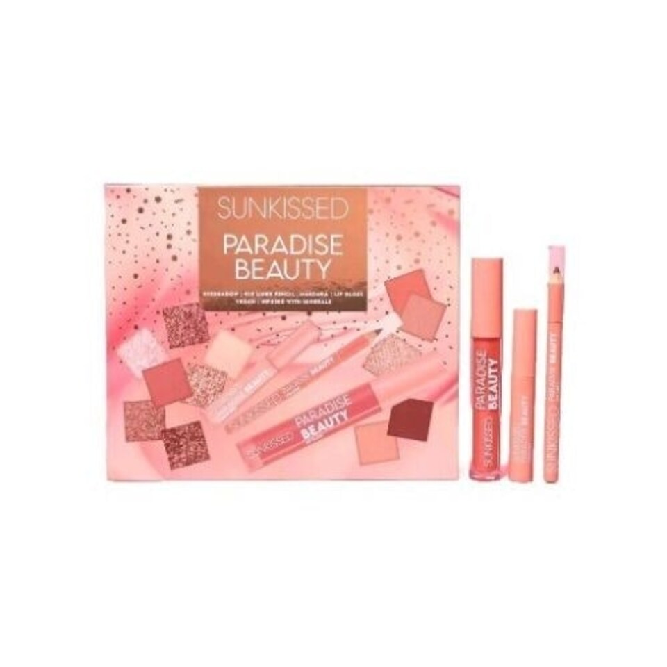 image 1 of Sunkissed Paradise Beauty Booklet Gift Set Eyeshadow + Mascara + Eye Liner Pencil + Lip Gloss N/A