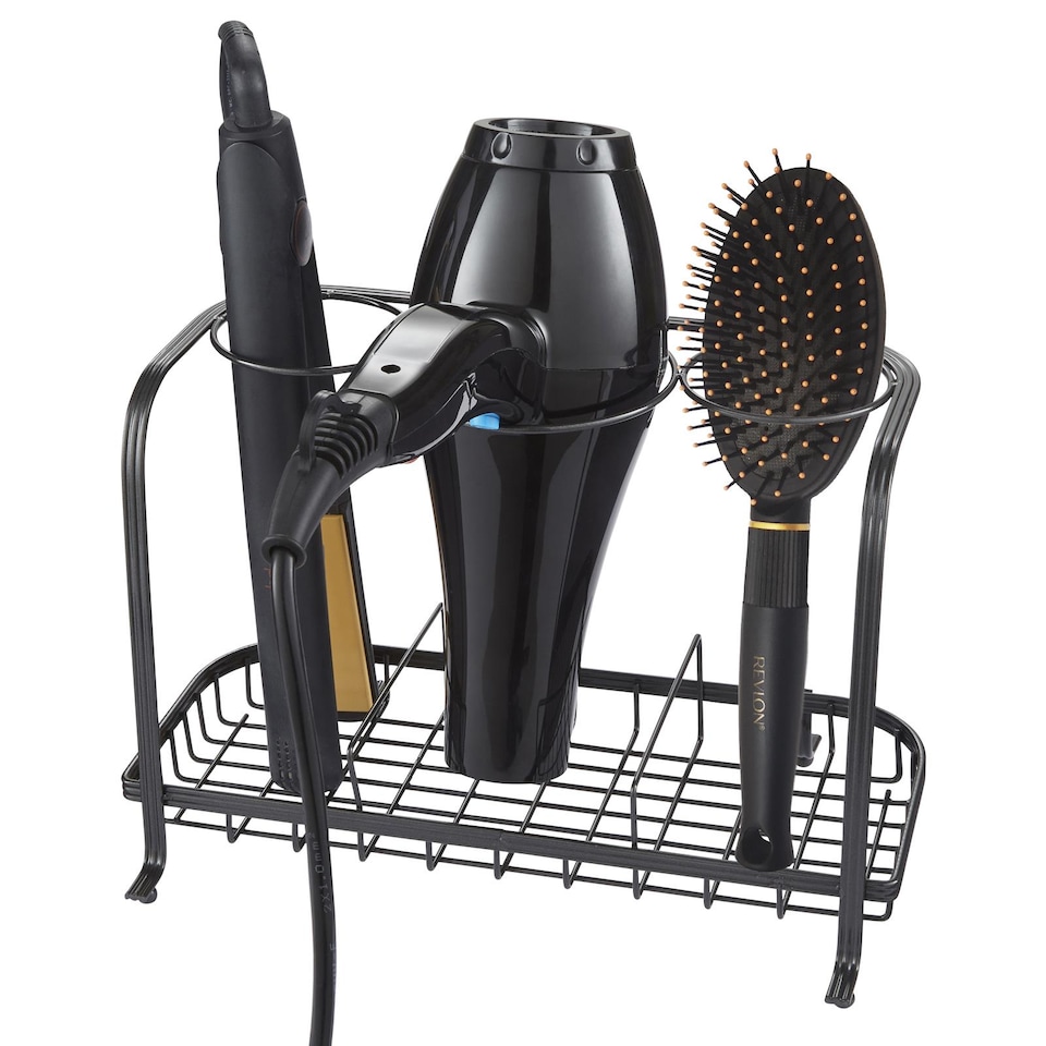 image 1 of House of Home Freestanding Hair Dryer & Straighteners Holder Storage Stand Cable Tidy in Black