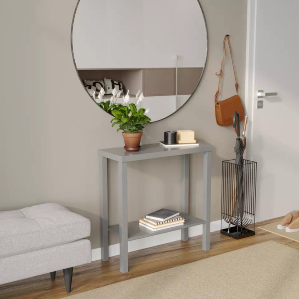 image 1 of URBNLIVING 2 Tier Wooden Console Table Narrow Hallway Storage Unit | Multi | Grey | 1