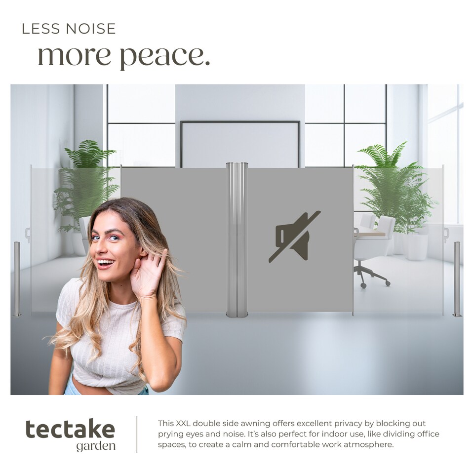 image 1 of Double-sided retractable awning and privacy screen | Grey | grey | 1