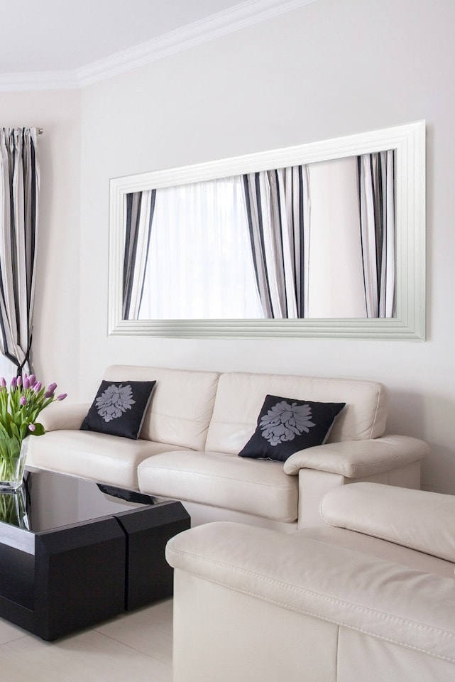 image 1 of New Modern Bright White layered Wall Mirror 5ft6X2ft6 1672mmX756mm | White