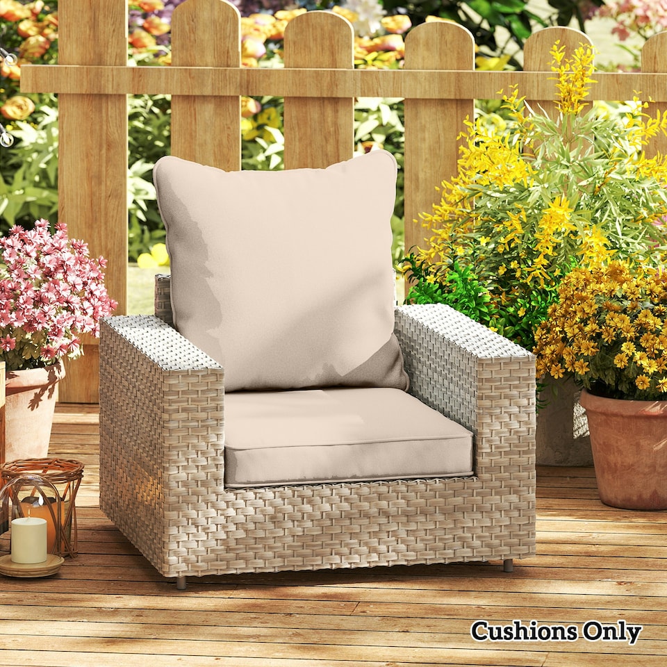 image 1 of Outsunny Garden Chair Cushion with Seat & Back Pad, CUSHION ONLY, Light Grey 