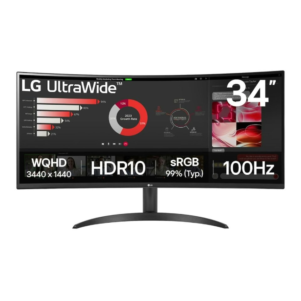 LG Ultrawide 34WR50QK-B.AEK 34" Curved VA LCD Wide Quad HD FreeSync Monitor