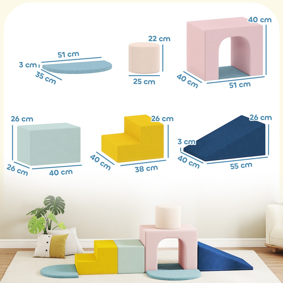 image 1 of AIYAPLAY Foam Blocks for Kids, 8 Piece Indoor Building Blocks for Climbing