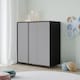 image 3 of 120cm 3 Sliding Doors Children Kids Wardrobe Bedroom Storage Closet Hanging Rail | Multi | Black with Grey Doors | 1