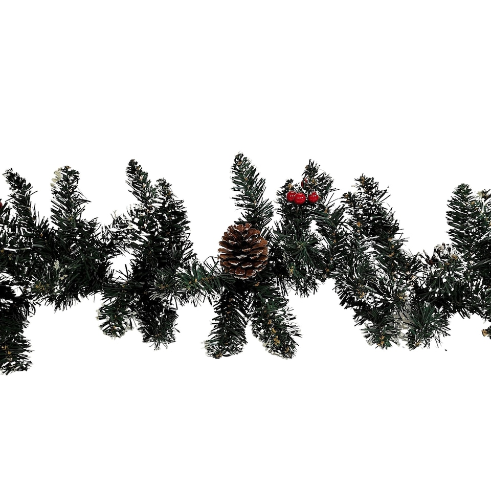 image 1 of 2.7m Green Christmas Garland with Pine Cones and Red Berries