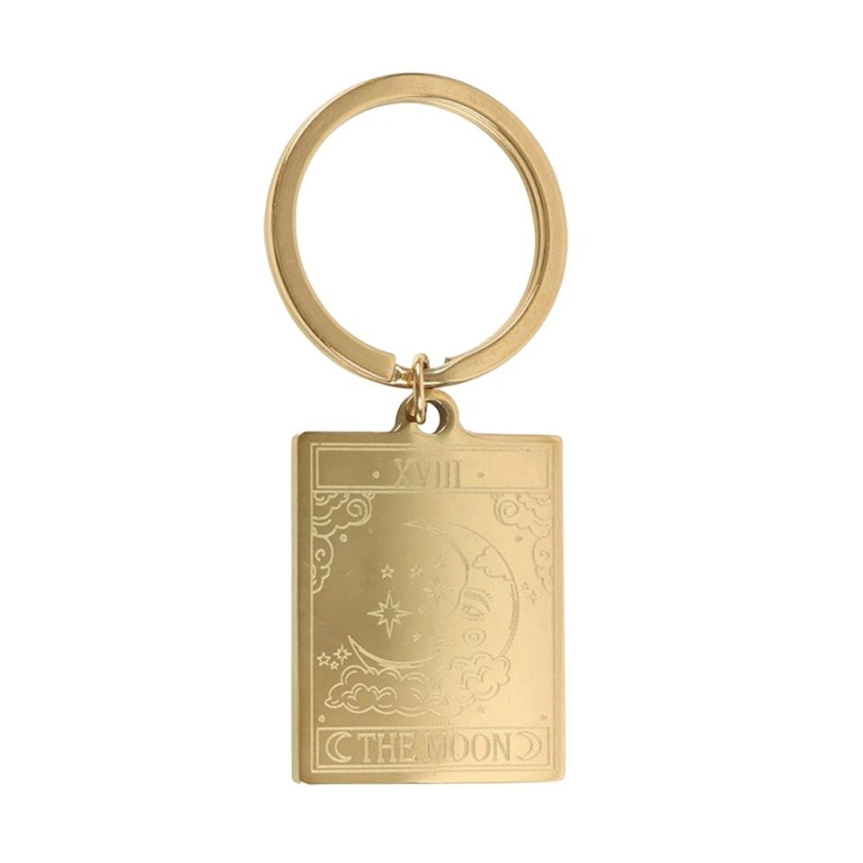 image 1 of Something Different The Moon Tarot Vintage Keyring - Gold - One Size