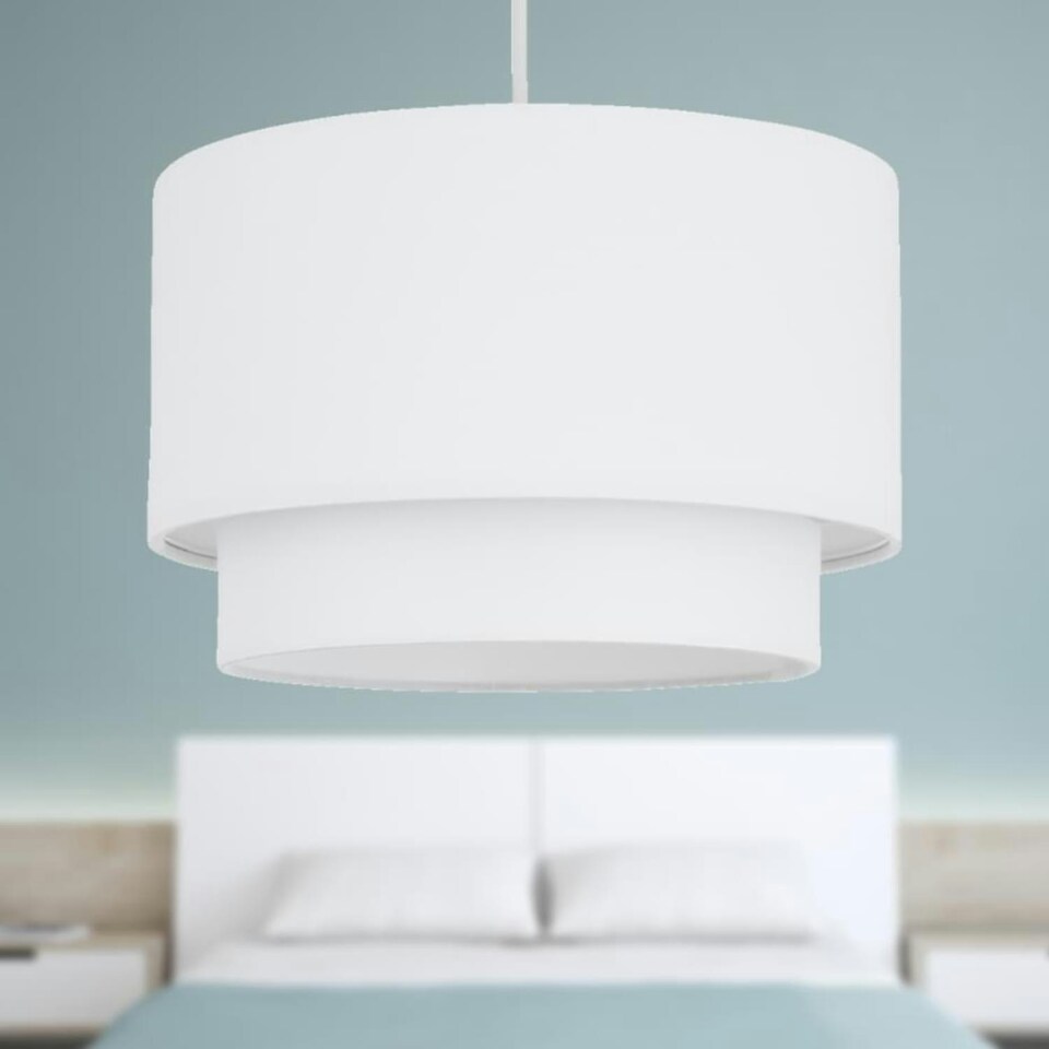 image 1 of First Choice Lighting White 2 Tier Ceiling Light Shade White